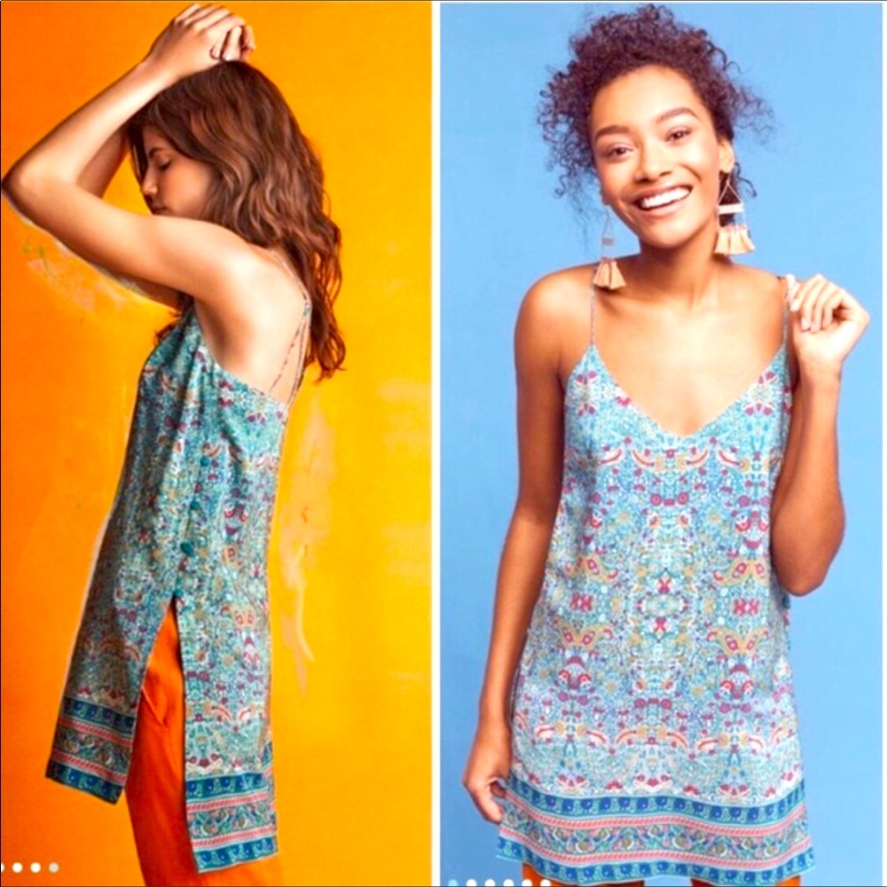 ANTHRO Maeve Anthropologie 100% silk Tunic Dress size 8 Medium